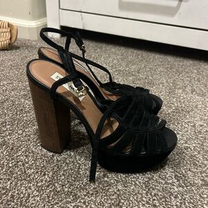 Steve Madden Black and Brown Platform Sandals